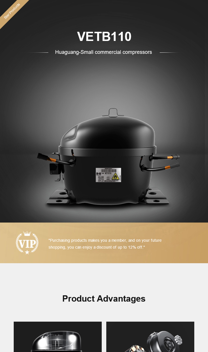 Huaguang Compressor VETB110, technical parameters pdf, structure diagram