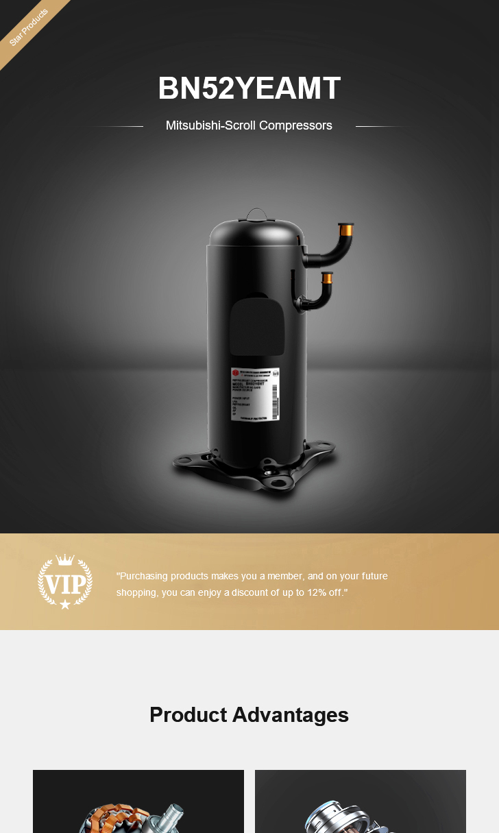 Mitsubishi Compressor BN52YEAMT, technical parameters pdf, structure diagram