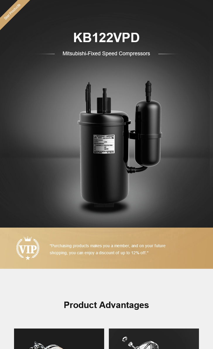 Mitsubishi Compressor KB122VPD, technical parameters pdf, structure diagram