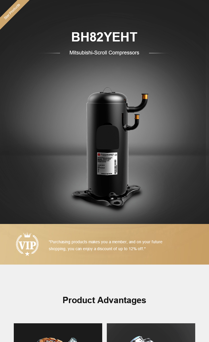 Mitsubishi Refrigeration Compressor BH82YEHT, technical parameters pdf, structure diagram