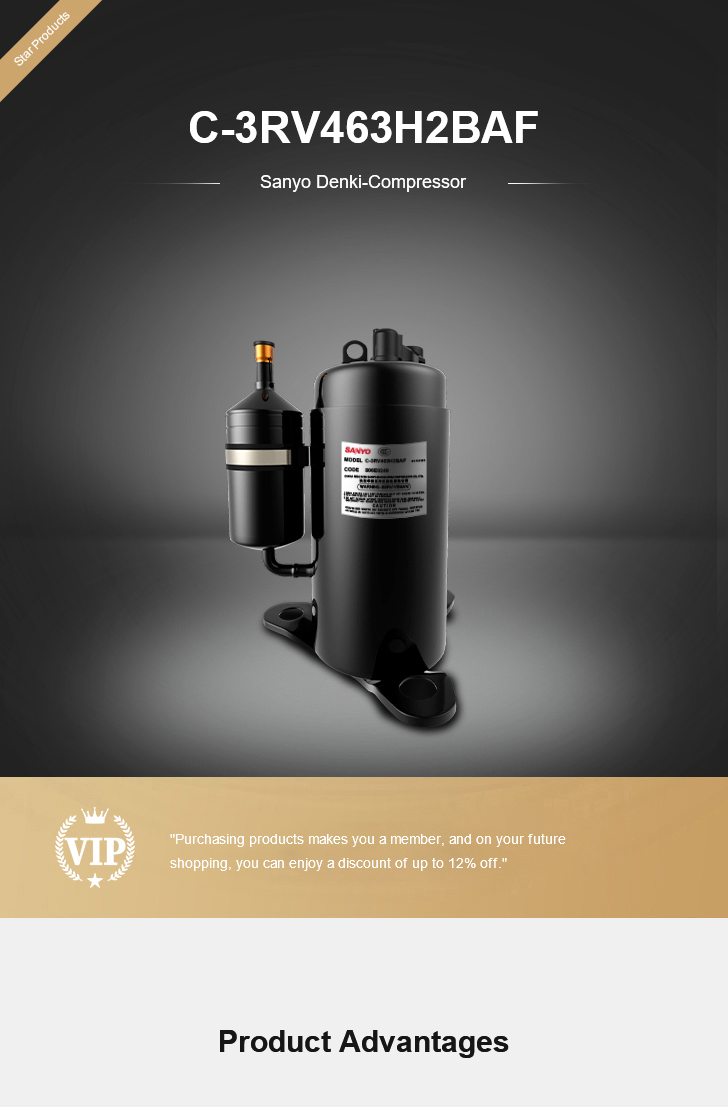 Sanyo Compressor C-3RV463H2BAF, technical parameters pdf, structure diagram