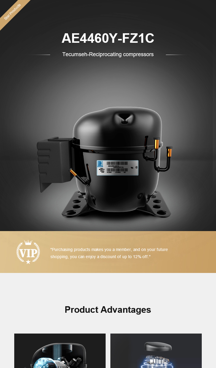 Tecumseh Compressor AE4460Y-FZ1C, technical parameters pdf, structure diagram