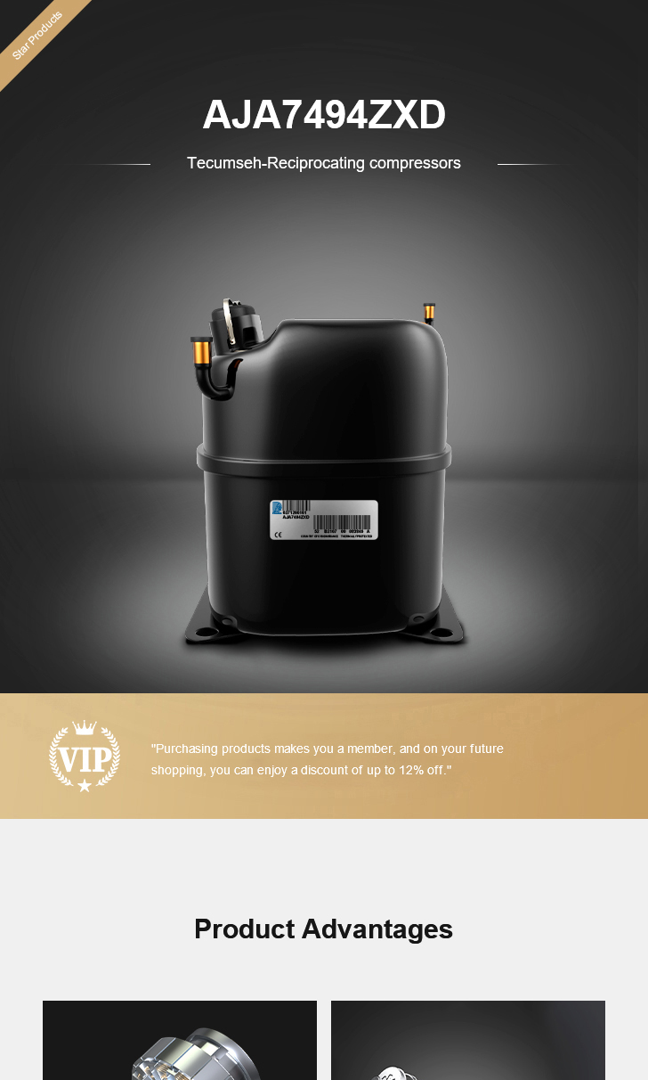 Tecumseh Compressor AJA7494ZXD, technical parameters pdf, structure diagram