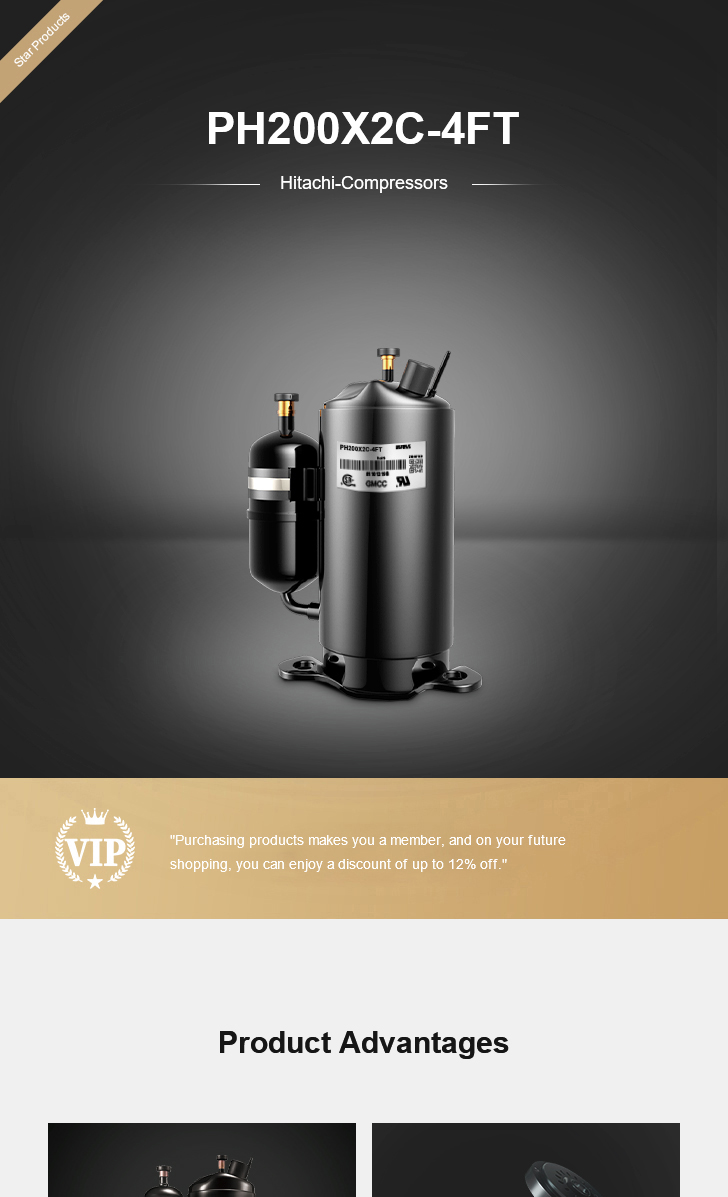 Toshiba Compressor PH200X2C-4FT, technical parameters pdf, structure diagram