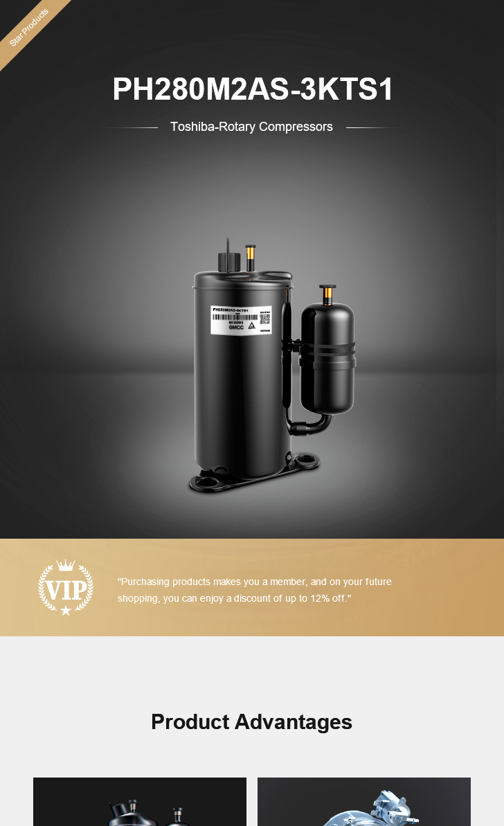 Toshiba Compressor PH280M2AS-3KTS1, technical parameters pdf, structure diagram