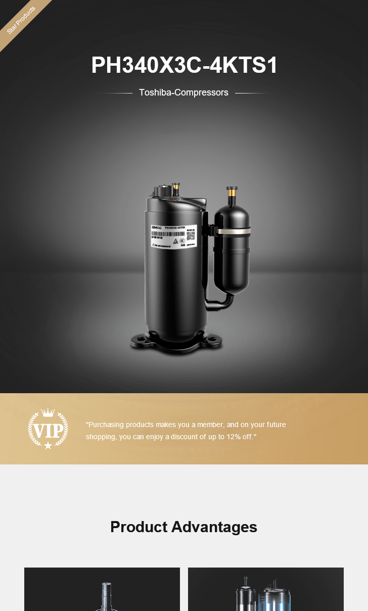 Toshiba Compressor PH340X3C-4KTS1, technical parameters pdf, structure diagram