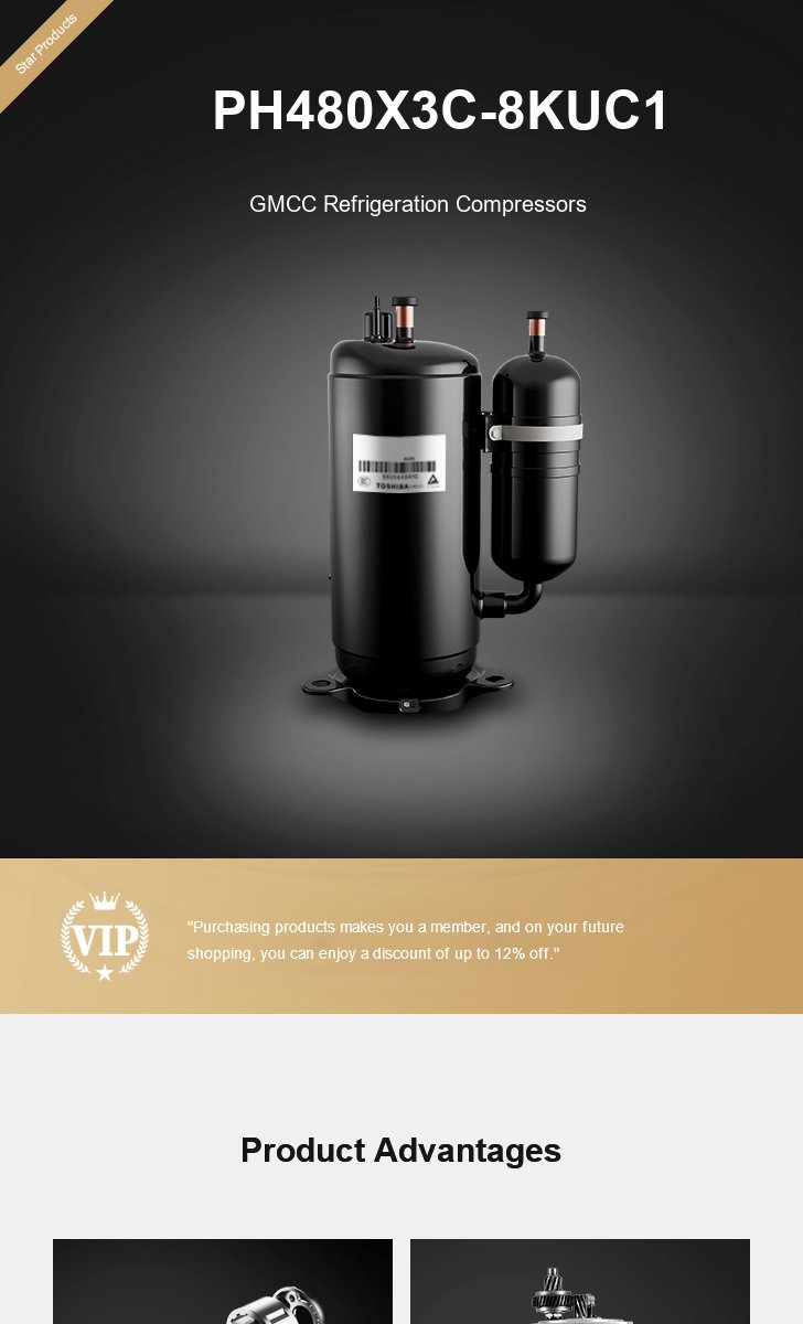 GMCC Compressor PH480X3C-8KUC1, technical parameters pdf, structure diagram