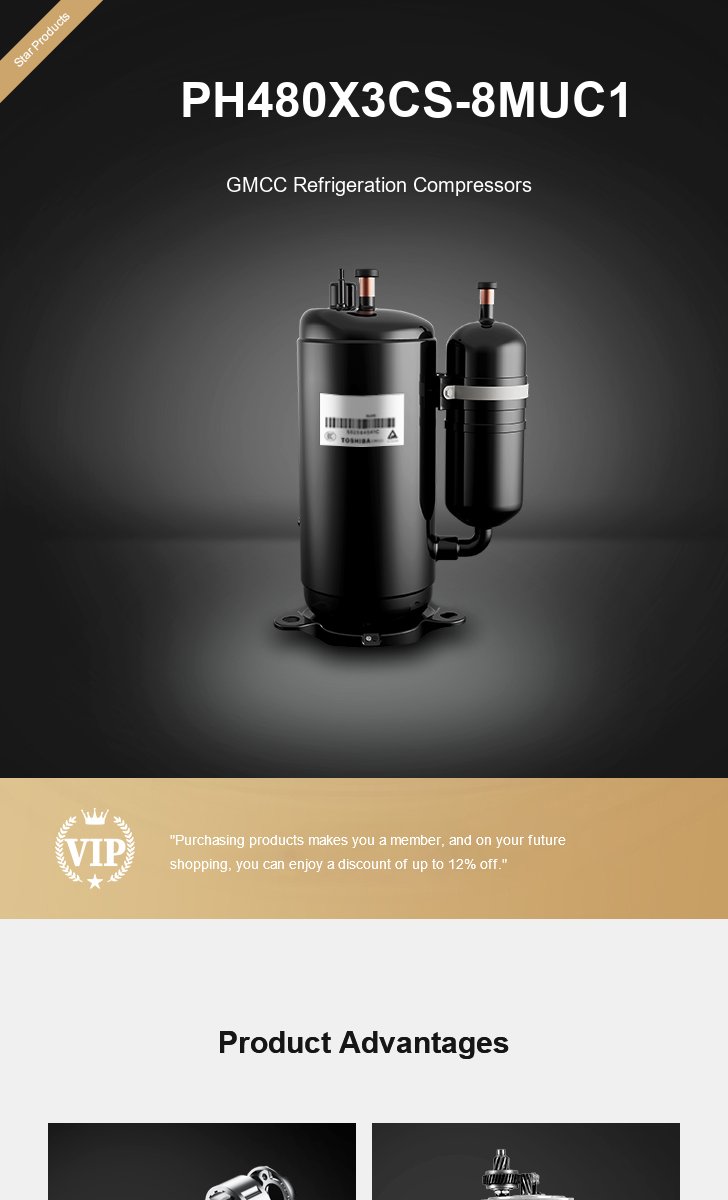 GMCC Compressor PH480X3CS-8MUC1, technical parameters pdf, structure diagram