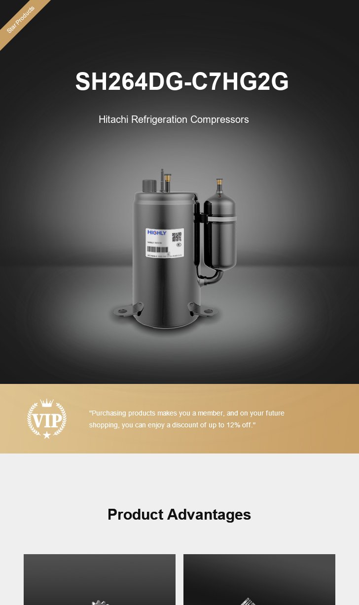 Hitachi Compressor SH264DG-C7HG2G, technical parameters pdf, structure diagram