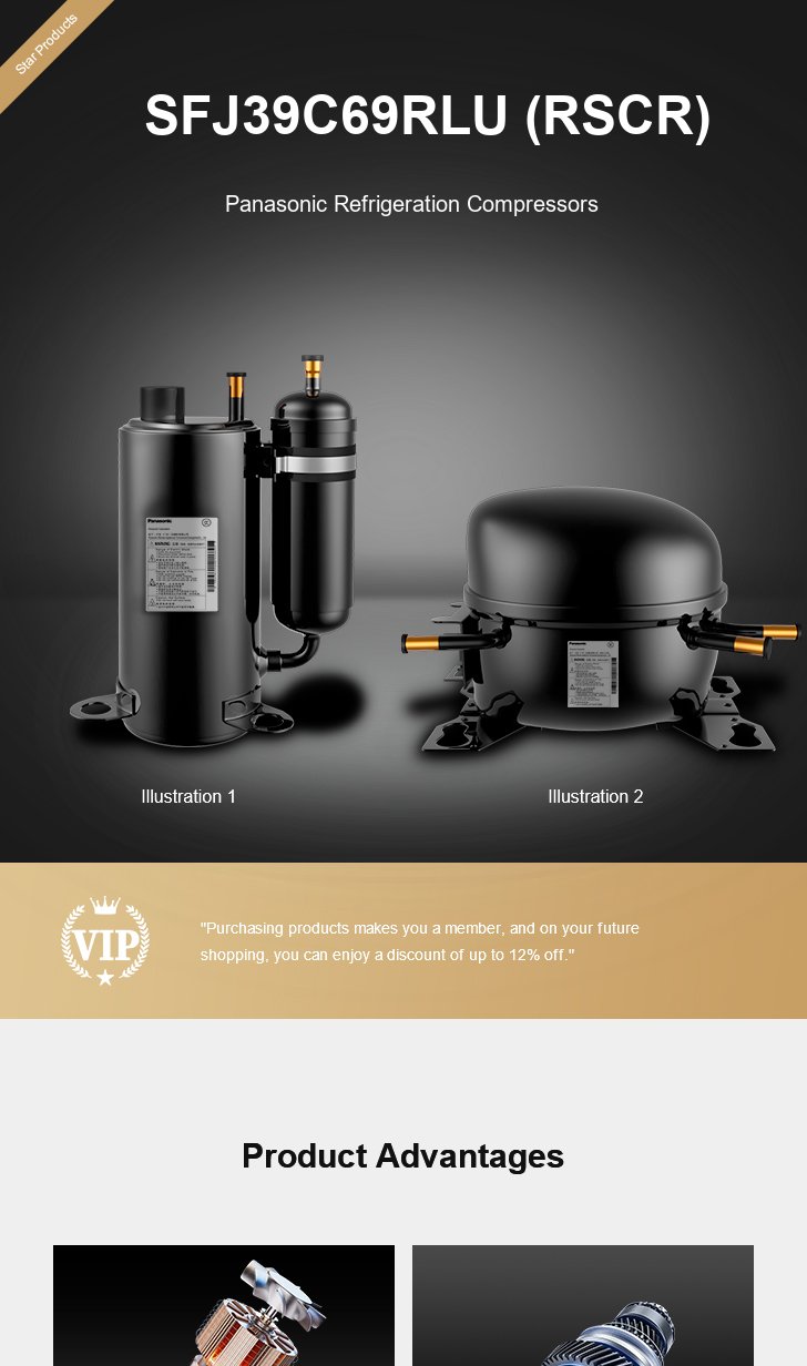 Panasonic Compressor SFJ39C69RLU (RSCR), technical parameters pdf, structure diagram